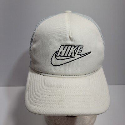 Nike Trucker Hat Mens One Size Ivory Gray Canvas Mesh Snapback
