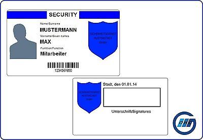 Dienstausweis Security Sicherheitsdienst Individuell Beidseitig Bedruckt Ebay