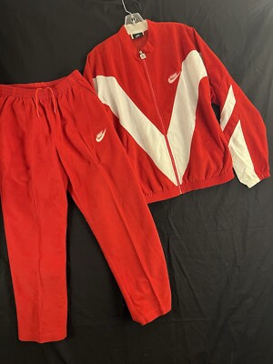 VTG Rare NIKE JORDAN Air Flight Jumpman M Track Jacket/Pants Suit Red White  USA