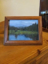 Original Chalk Landscape/ Mountain Lake Scene, Signed By Artist 