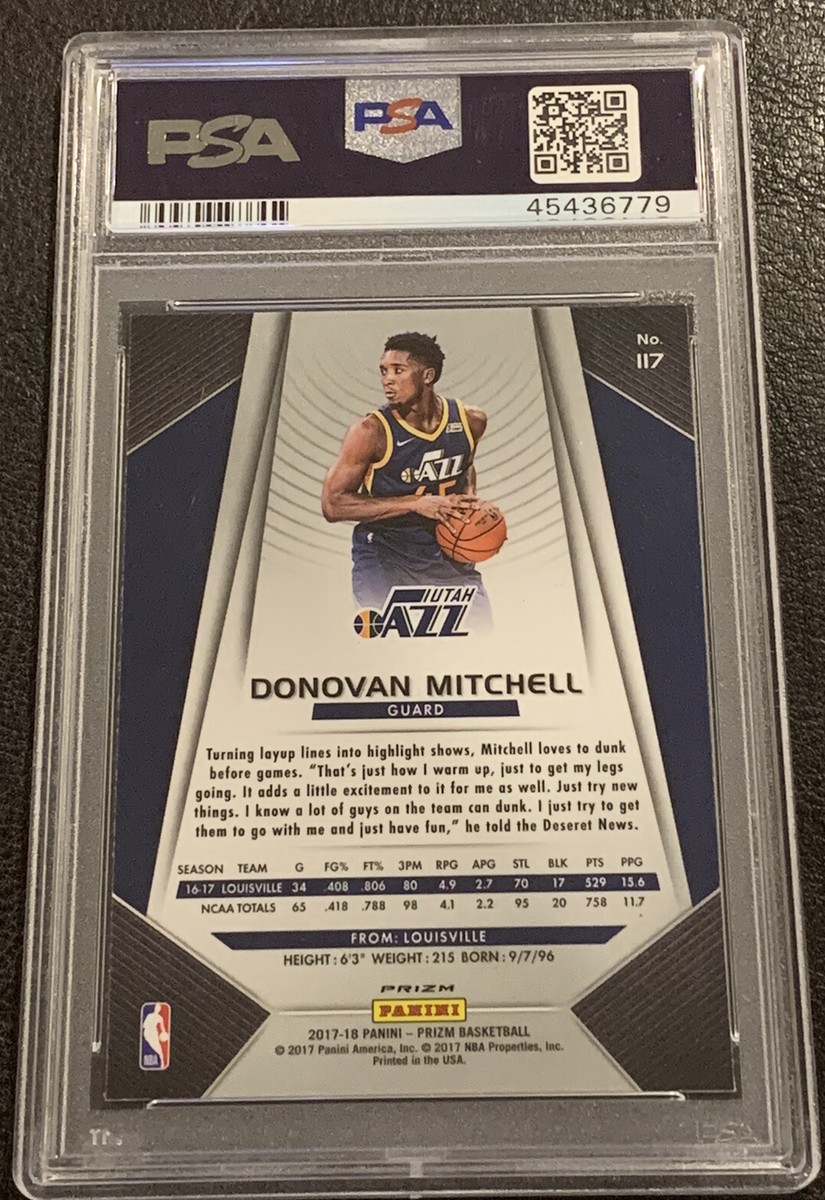 2017-18 Panini Prizm Donovan Mitchell Silver Prizm Rookie PSA 9 