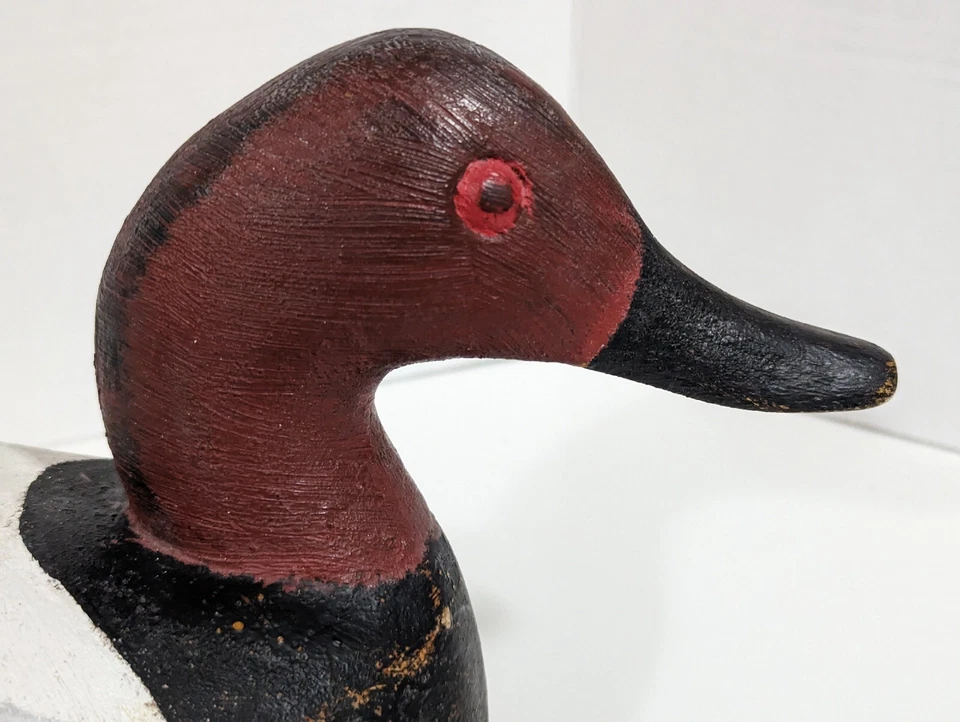 Señuelo de pato tallado en madera pelirroja con respaldo de lona Drake firmado por Caz Russell 2012 Foto 3 de 4