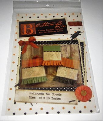 HALLOWEEN TEA TOWELS Hand Embroidery and Sewing Pattern