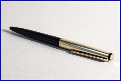 1970s luxury ballpoint pen GEHA 336 in BLACK & GOLD with new blue refill inside