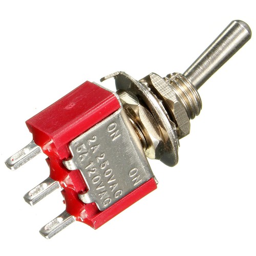 1 Pcs Red 3 Pin ON-ON Mini Toggle Switch 3 Position SPDT AC 6A/125V 3A/250V New - Picture 3 of 5