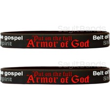 Two (2) Armor of God Wristbands Ephesians 6:11 Bracelets Religious Jewelry Bands