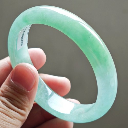 62mm Emerald Green Icy Jadeite Jade Bangle Bracelet Burma Jade Bangle 2089 - Picture 5 of 14