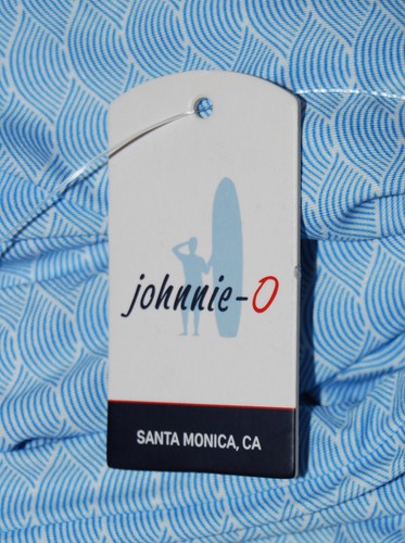 Camicia da sole Johnnie-O uomo Malibu blu stampa onda LS con cappuccio nuova con etichette taglia S - Foto 14 di 14