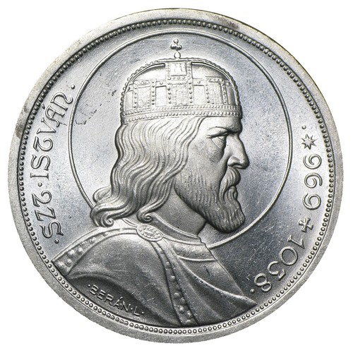 1938 HUNGARY King Saint Stephan VINTAGE Old Silver 5 Pengo