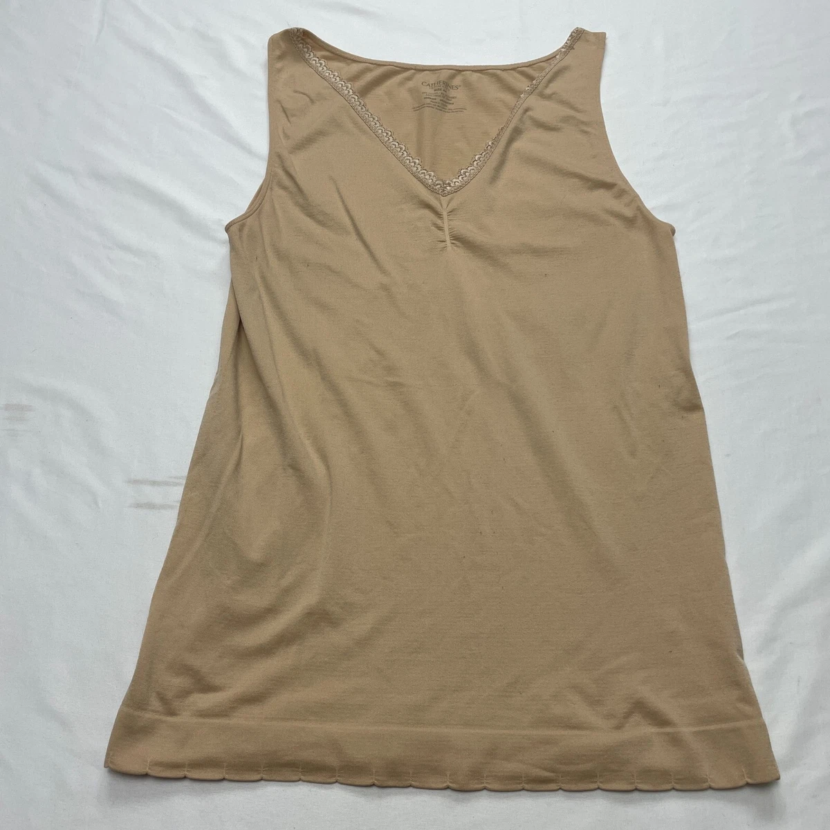 Catherines Intimates Tank Top Shapewear Womens 44 Beige Tan Nylon Undershirt