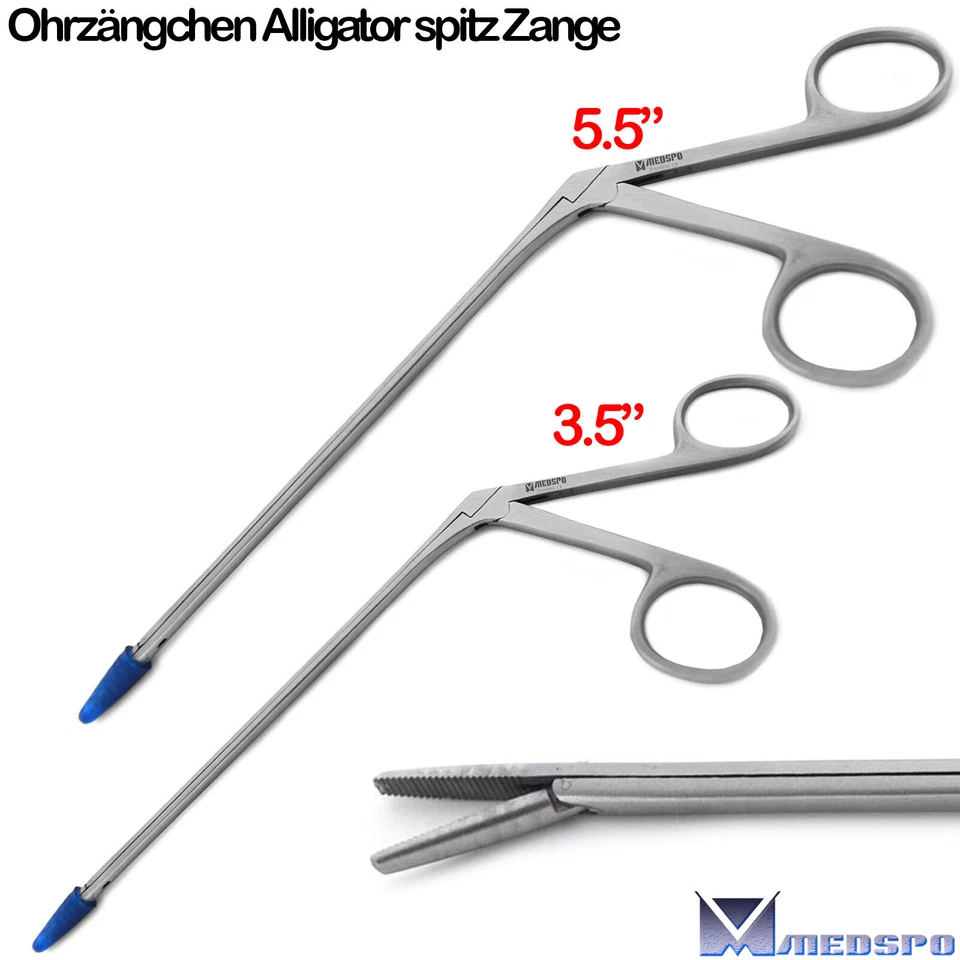 MEDSPO HNO Ohrzängchen Alligatorzange Chirurgische Fremdkörperzange Alligator Spitz CE