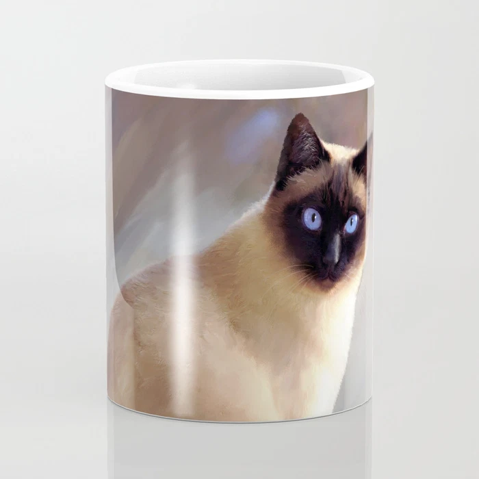 Taza de café taza 11 oz o 15 oz gato 613 marrón siamés arte L.Dumas Foto 2 de 4