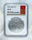 2025-P American Silver Eagle NGC Graded MS 70 Honoring Whitman OFFICIAL RED BOOK