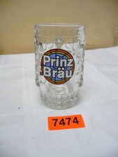 7474.        Alter Bierkrug  Deko Glas Prinz Br&auml;u  Bierkrug 0,4  L