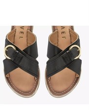 RAVEL Nola Leather Flat Anti-slip Sandals for Women Black BNIB New UK Size 5