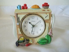 Windser Quartz Desk Clock Multi-Color Teapot Shape 6" x 6" Resin 12888