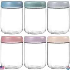 NETANY 6-Pack 16 oz Glass Overnight Oats Containers - Wide Mouth Mason Jars