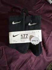Nike Cushioned Crew Socks 6 Pairs Black Youth XS 10C-3Y Logo