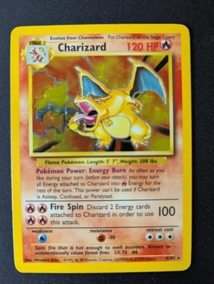 Glurak Holo Base Set 4/102 Pokemon Karte Englisch Good VG Vinatge