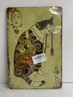 Lenrius Vintage Japanese Ninja Samurai Cat Tattoo Tin Metal Signs Home Décor8x12