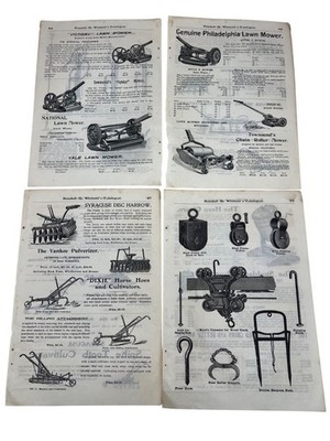 Antique Kendall & Whitney Farm Catalog Pages Lawn Mowers Harrows Dairy Tools