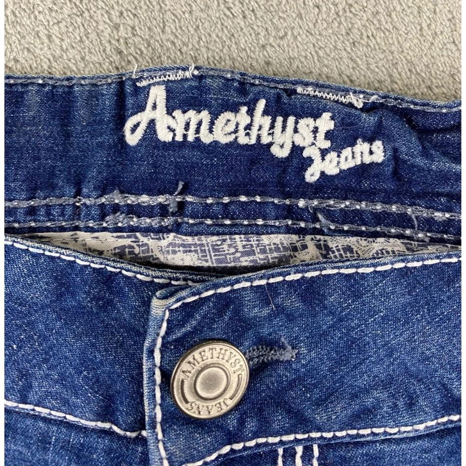 Pantalones Cortos Para Mujer Amatista Azul Denim Floral Bordado Talla 20 Foto 2 de 4