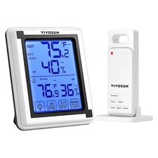 VIVOSUN Indoor Outdoor Thermometer Wireless Digital Hygrometer Temperature... 