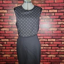 Loft Black Diamond Sheath Dress 4T Office Wear Classic Midi Stretch Career