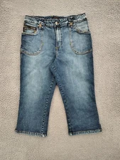 Crest Jeans Capris Womens 15/16 Blue Denim Cropped Pants Stretch Pockets Casual