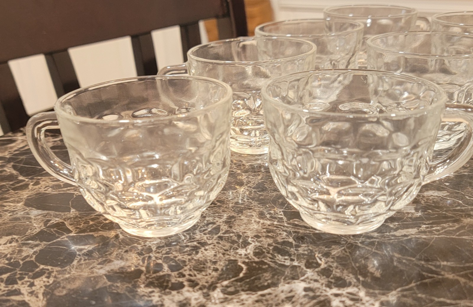 Vintage MCM Yorktown Federal Glass Jubilee Punch Cups Set Of 10   4"W x.  2. 5"H