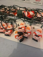VTG GE String-A-Long 20 Mini Blow Mold Plastic Santa Christmas Lights Set TESTED