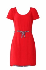 PRADA RED CRYSTALS BOW DRESS SIZE I 42 UK 10 US 6 