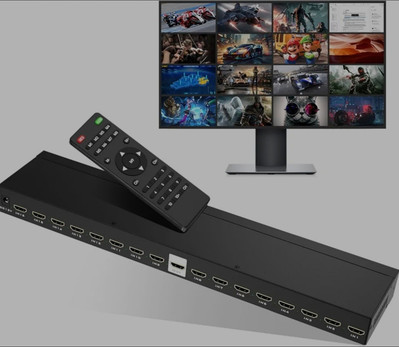 4K HDMI Multiviewer 16x1, w/IR Remote, 4K@30Hz Seamless HDMI Switcher 16 in 1 Ou