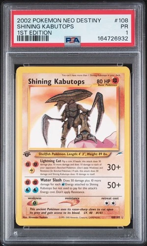 2002 POKEMON NEO DESTINY 1ST EDITION #108 SHINING KABUTOPS PSA 1