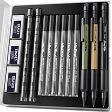 Nicpro 3 PCS 1.3 mm Mechanical Pencil Set 3 Colors with 36 3 Pack, Multicolor 