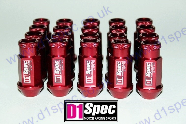 Écrous De Roue D1 SPEC Noir - Filetage P1.5 - Pour Mazda Lexus Toyota Honda Mitsubishi Ford