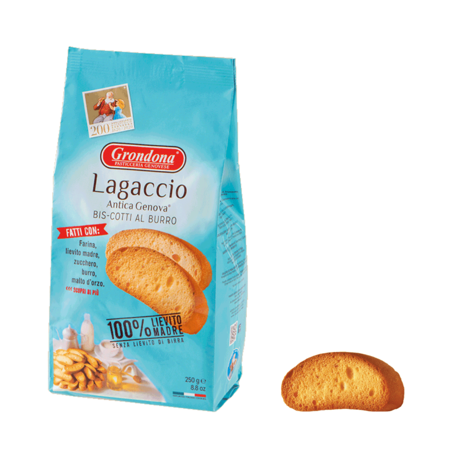 Biscotti al Burro Grondona Lagaccio Antica Genova Busta da 250g Lievito Madre