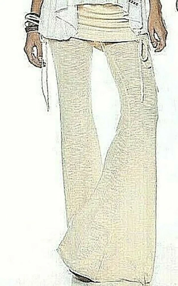 PEACE LOVE WOMEN'S WORLD PANTS FLARE FASHION BELL BOTTOMS LEG IVORY MRSP $128 - Image 2 of 4