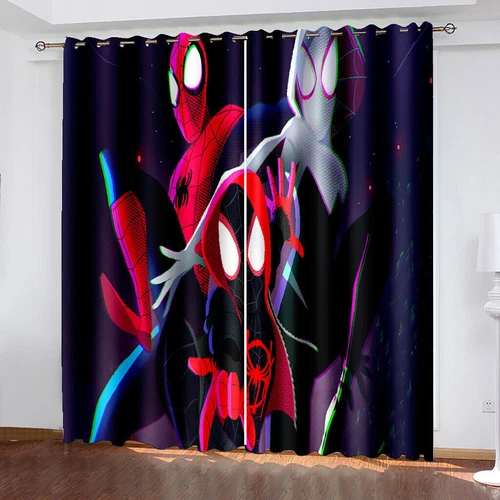 Marvel Spiderman Made Pair Thick Thermal Blackout Curtains Ring Top Eyelet Gifts - Picture 15 of 22