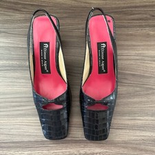 VTG Etienne Aigner Shoes Cain Faux Reptile Square Toe Leather Slingback Size 6