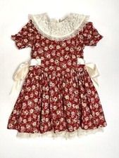 Vintage 90s Girls 6x Floral Lace Ribbon Cottage Core Tea Party Dress SWAT Kids