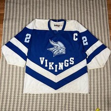 Bakka Vikings Captain #22 Higgins Hockey Jersey Blue White Adult Sz L Preowned 