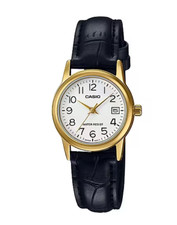 Casio LTP-V002GL-7B2 Women's Gold Tone Leather Band Easy Reader Dial Date Watch