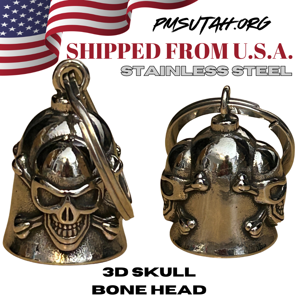 Bones Guardian Biker Bell With Hanger – Lead-Free Pewter Motorcycle Good Luck Bell & Key Ring