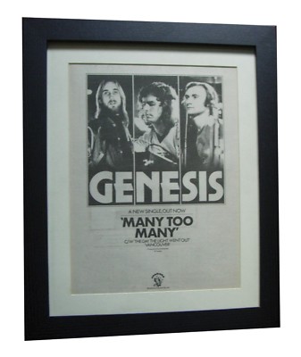 GENESIS+Three+Many Too Many+POSTER+AD+RARE+ORIG 1978+FRAMED+EXPRESS GLOBAL SHIP