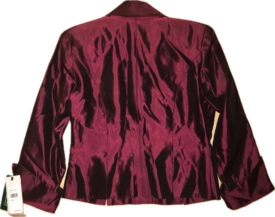 JS Collections Crystal Buttons Long Sleeve Evening Blouse, Maroon NEW ($145) - Image 3 of 4