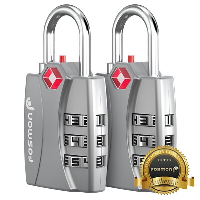 2x TSA Approved 3 Digit Alert Indicator Travel Luggage Bag Lock Padlock Reset