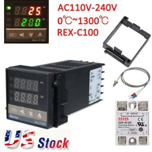 0℃~400℃ REX-C100 Digital LED Temperature Controller AC 110V-240V PID Thermostat Controller with K Thermocouple Sensor 