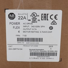 Allen-Bradley 22A-D8P7N104  PowerFlex 4 3.7KW 5HP AC Drive 22AD8P7N104