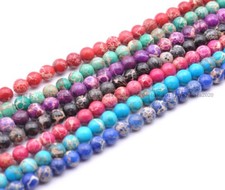 Natural Round Sea Sediment Jasper Gemstone Loose Beads 4MM 6MM 8MM 10MM 12MM